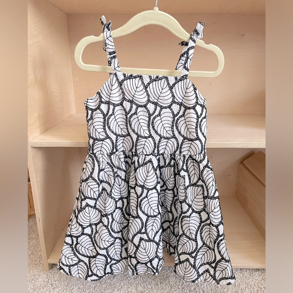 Janie and Jack eyelet leaf dress size 3 like new black and white